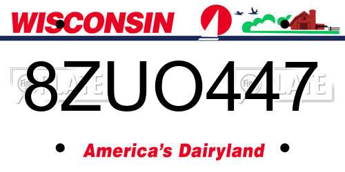 8ZUO447 Wisconsin License Plate