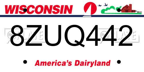 8ZUQ442 Wisconsin License Plate