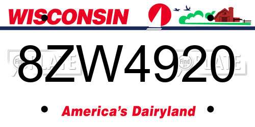 8ZW4920 Wisconsin License Plate