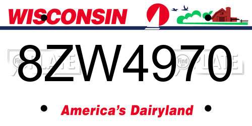 8ZW4970 Wisconsin License Plate
