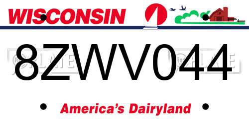 8ZWV044 Wisconsin License Plate