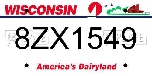 8ZX1549 Wisconsin License Plate