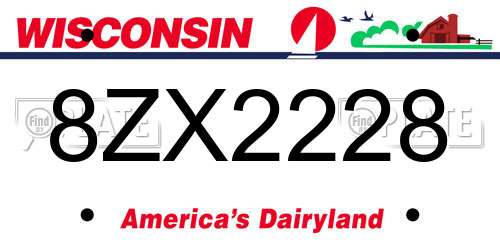 8ZX2228 Wisconsin License Plate
