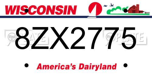 8ZX2775 Wisconsin License Plate