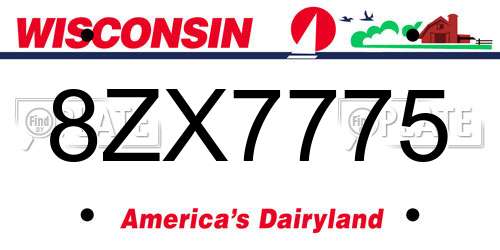 8ZX7775 Wisconsin License Plate