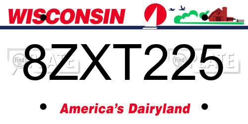 8ZXT225 Wisconsin License Plate