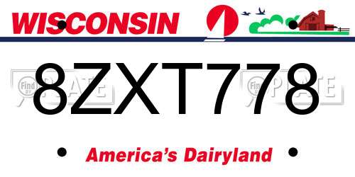 8ZXT778 Wisconsin License Plate