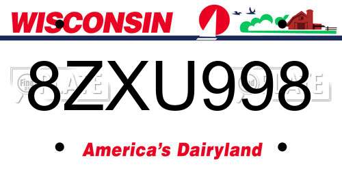 8ZXU998 Wisconsin License Plate