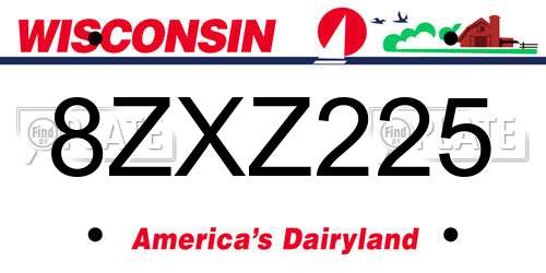 8ZXZ225 Wisconsin License Plate
