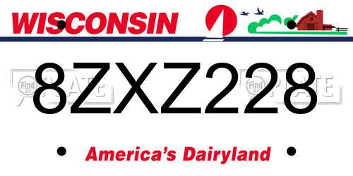 8ZXZ228 Wisconsin License Plate