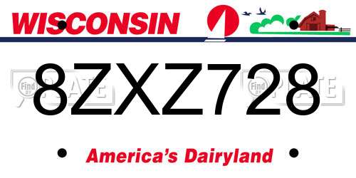 8ZXZ728 Wisconsin License Plate