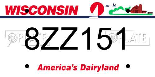 8ZZ151 Wisconsin License Plate