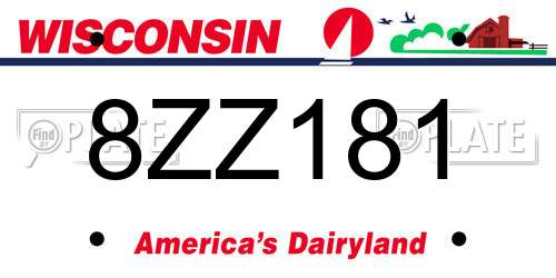 8ZZ181 Wisconsin License Plate