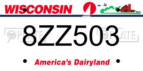 8ZZ503 Wisconsin License Plate