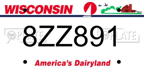 8ZZ891 Wisconsin License Plate