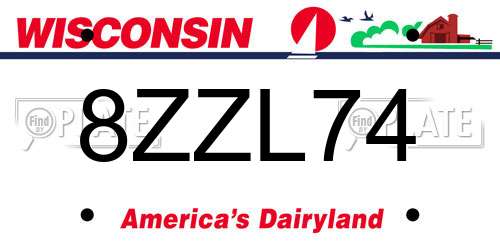 8ZZL74 Wisconsin License Plate