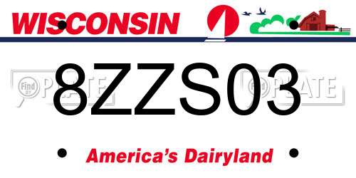 8ZZS03 Wisconsin License Plate