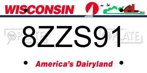 8ZZS91 Wisconsin License Plate