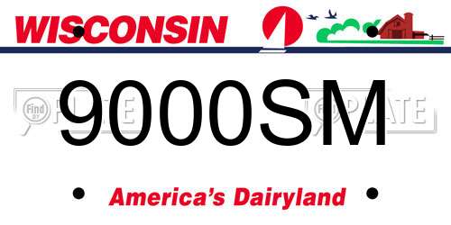 9000SM Wisconsin License Plate