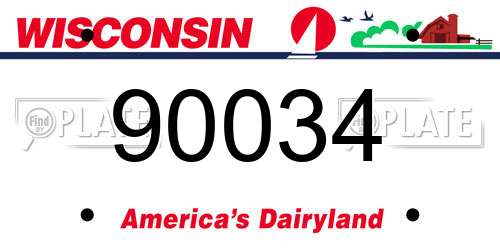 90034 Wisconsin License Plate