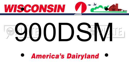 900DSM Wisconsin License Plate
