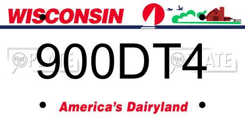 900DT4 Wisconsin License Plate