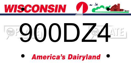 900DZ4 Wisconsin License Plate