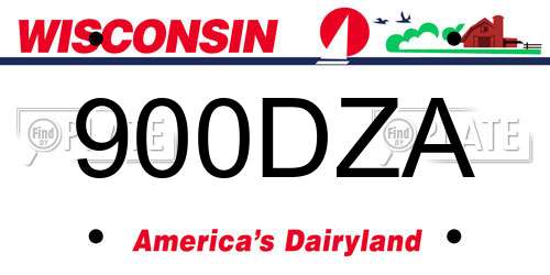 900DZA Wisconsin License Plate