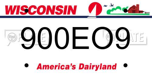 900EO9 Wisconsin License Plate