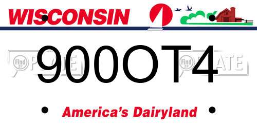 900OT4 Wisconsin License Plate