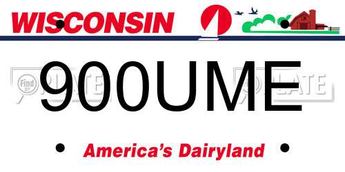 900UME Wisconsin License Plate