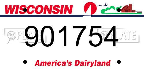 901754 Wisconsin License Plate