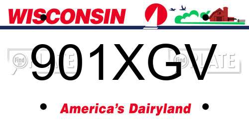 901XGV Wisconsin License Plate
