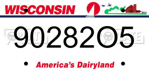 90282O5 Wisconsin License Plate