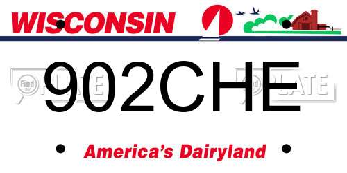 902CHE Wisconsin License Plate