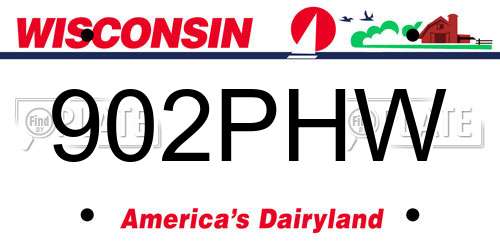 902PHW Wisconsin License Plate