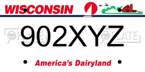 902XYZ Wisconsin License Plate