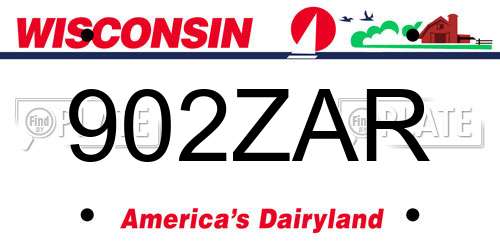 902ZAR Wisconsin License Plate