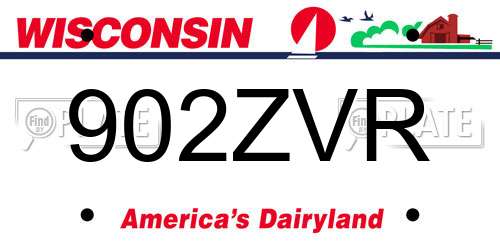 902ZVR Wisconsin License Plate