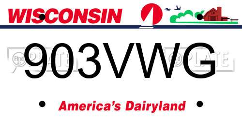 903VWG Wisconsin License Plate