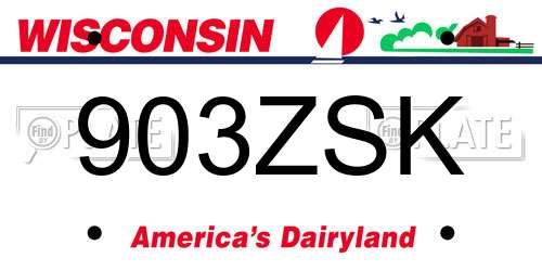903ZSK Wisconsin License Plate