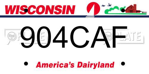 904CAF Wisconsin License Plate
