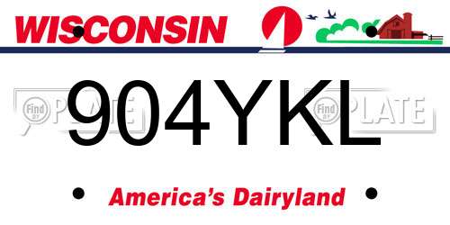 904YKL Wisconsin License Plate