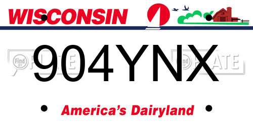 904YNX Wisconsin License Plate