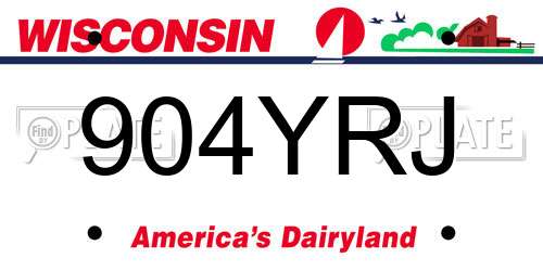 904YRJ Wisconsin License Plate