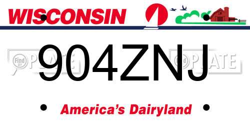 904ZNJ Wisconsin License Plate