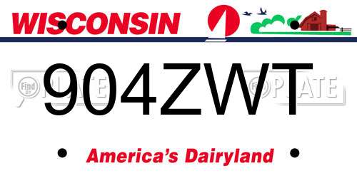 904ZWT Wisconsin License Plate