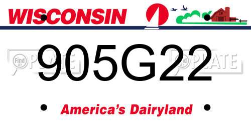 905G22 Wisconsin License Plate