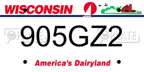 905GZ2 Wisconsin License Plate