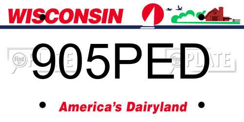 905PED Wisconsin License Plate